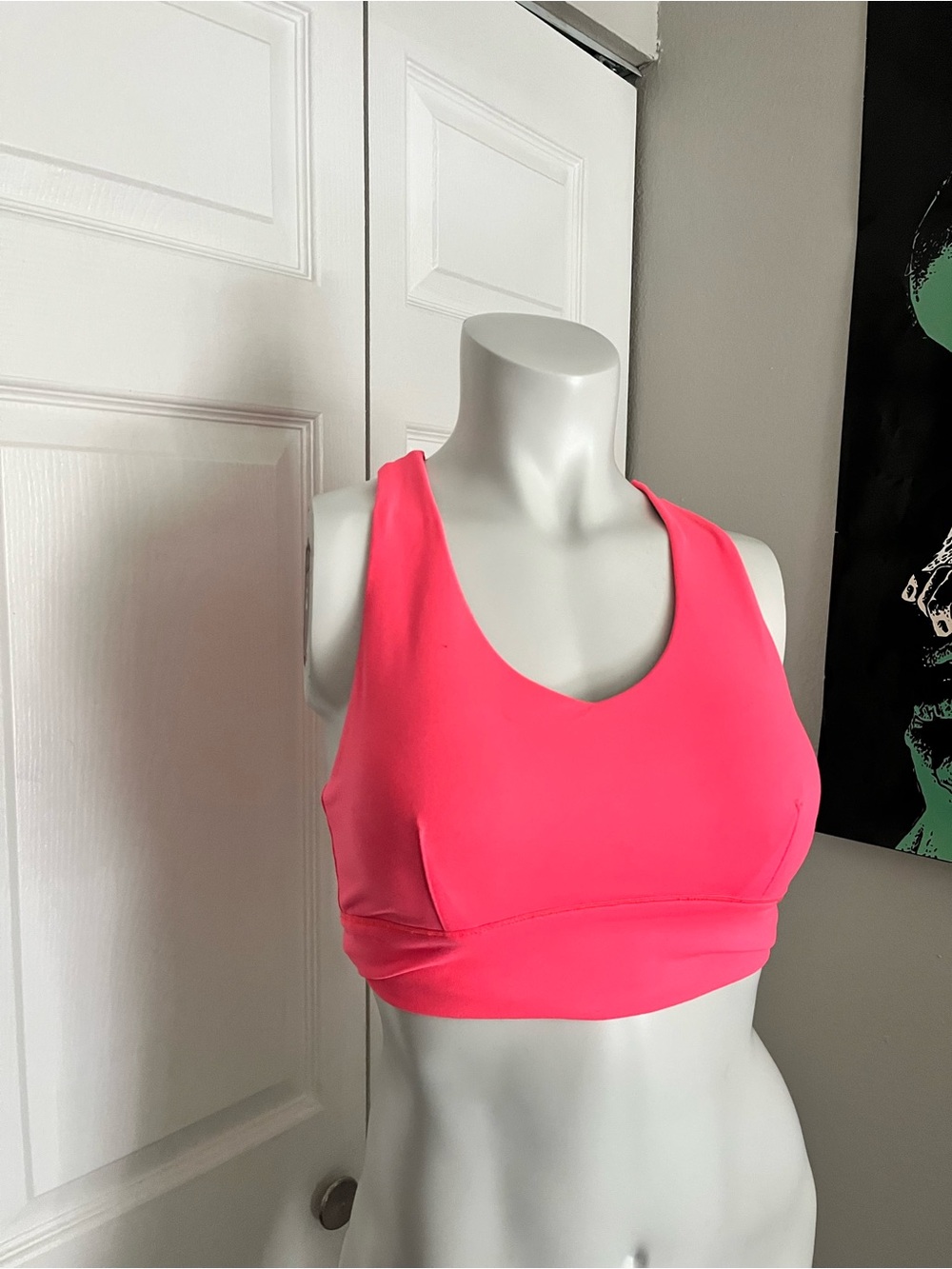 bp Bright Neon Pink Scoop Neck Racerback Sports Bra